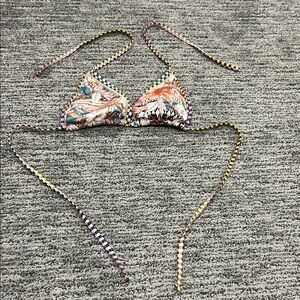 Topshop Multicolor Patterned Bikini Top